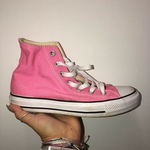 Pink high top converse